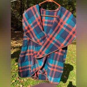 Flannel Vest in Blue & Orange Plaids